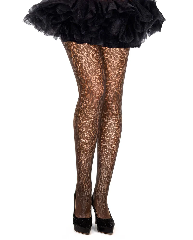 Schwarze Netzstrumpfhose mit Leopardenmuster