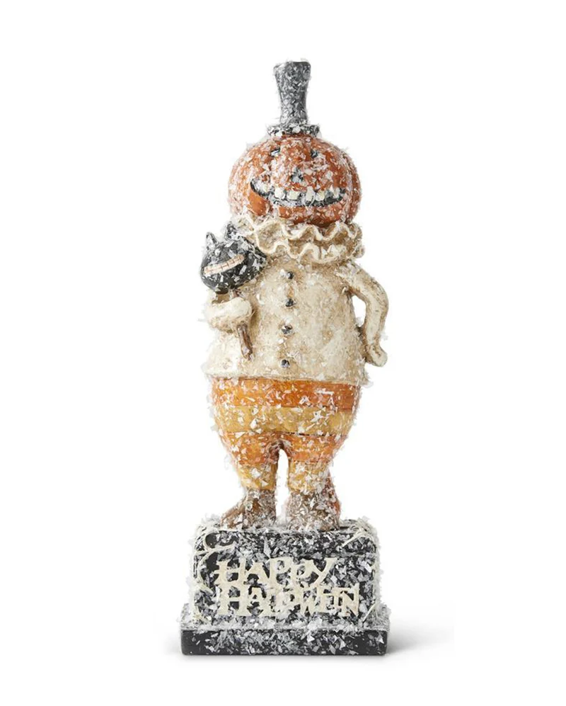 Kürbis Männchen Figur mit Katzen Lolli & Glitter Flocken 28cm