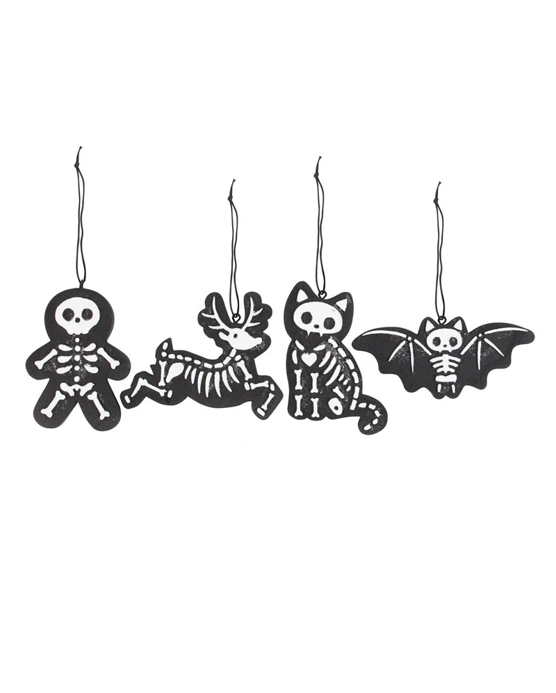 Schwarze Skelett-Keks-Ornamente 4 St.