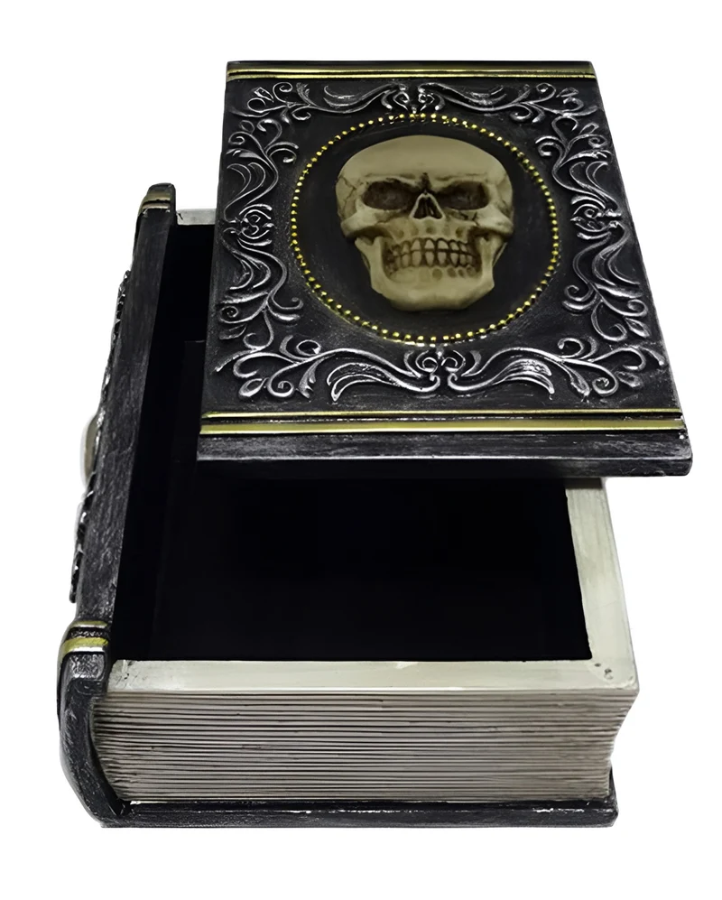 Totenkopf Buch als Schmuckkästchen 11,5cm