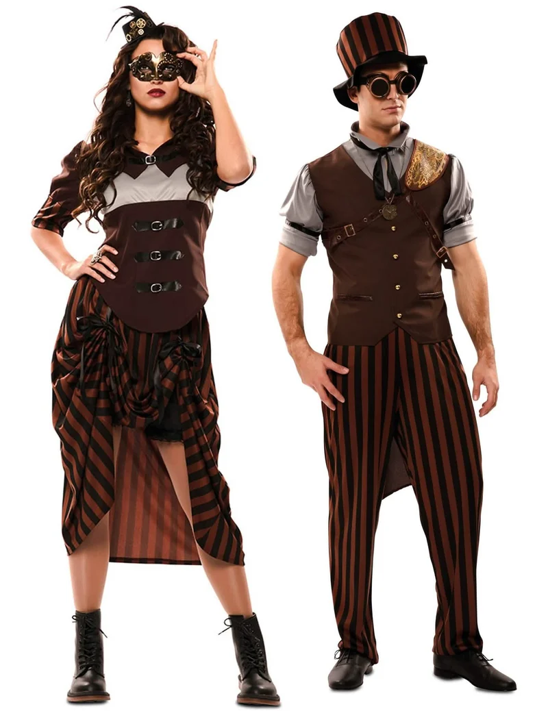 Viktorianisches-Partnerkostüm Steampunk-Verkleidung für Erwachsene braun-schwarz