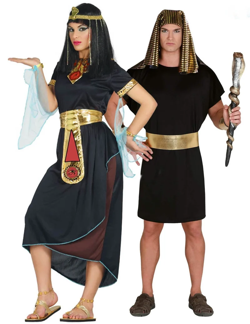 Ägyptisches-Partnerkostüm für Damen und Herren Pharao-Kostüme schwarz-gold