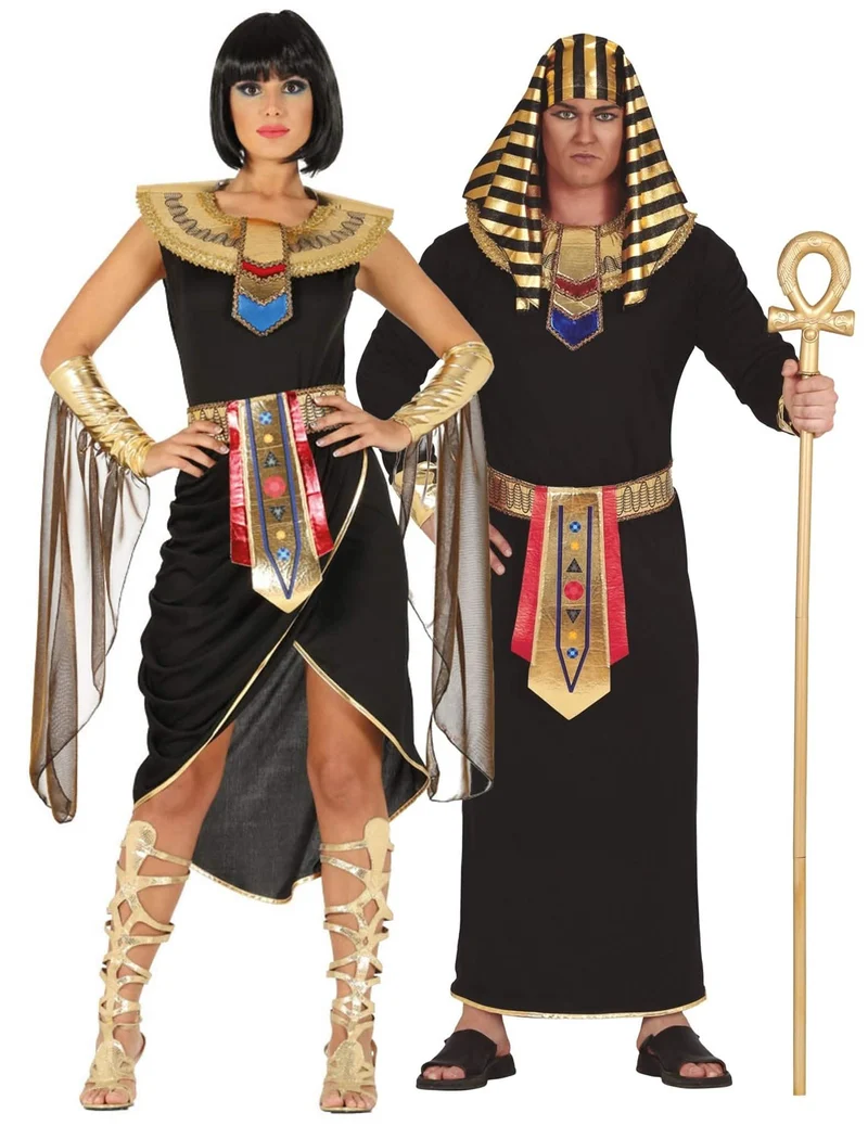 Ägyptisches-Partnerkostüm für Damen und Herren Fasching schwarz-gold