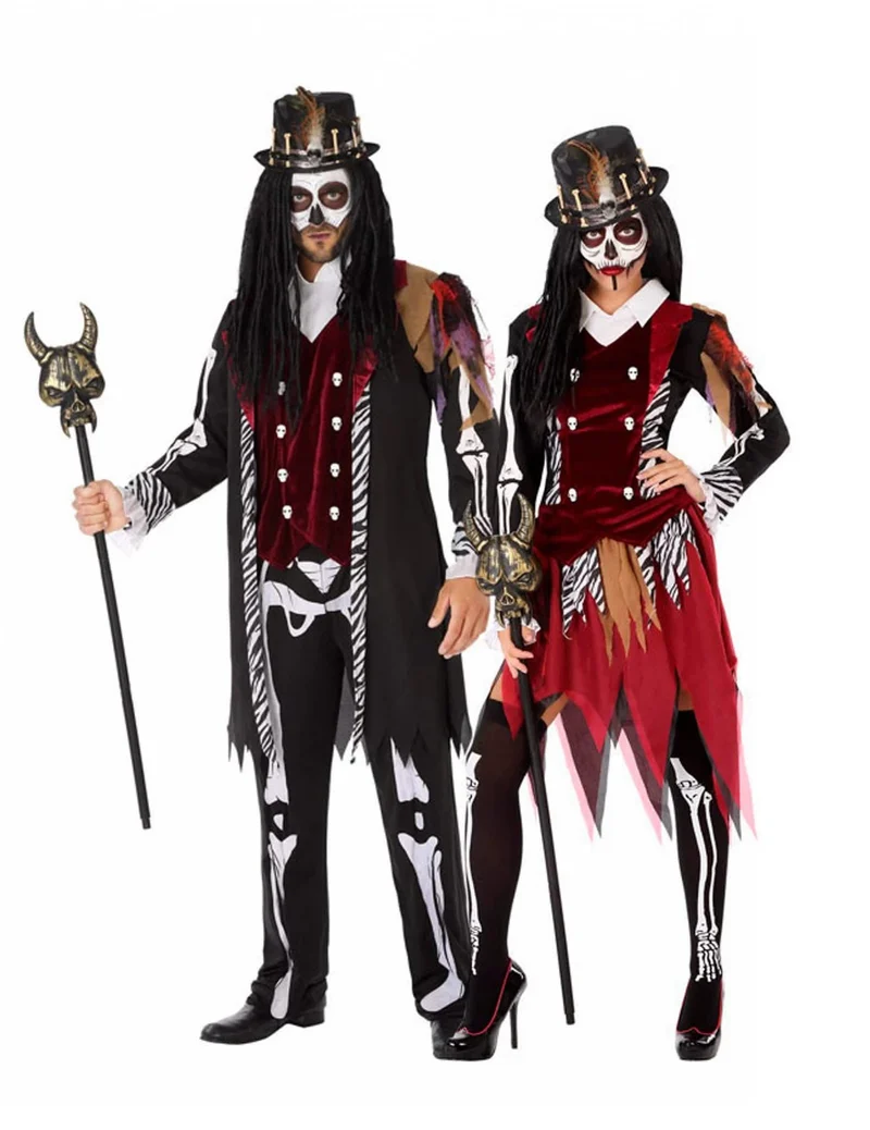 Voodoo-Hexendoktor Paarkostüm für Erwachsene Halloween bunt