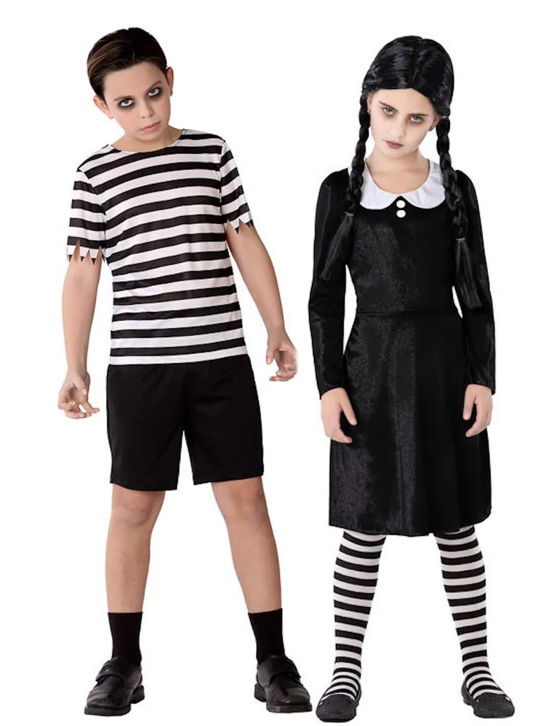 Gothic-Paarkostüm für Kinder Filmkostüme schwarz-weiss