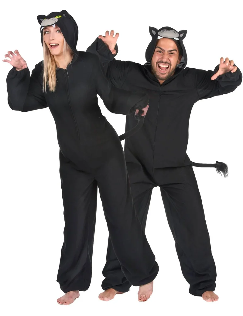 Panther-Paarkostüm Raubkatzen für Fasching schwarz-grau