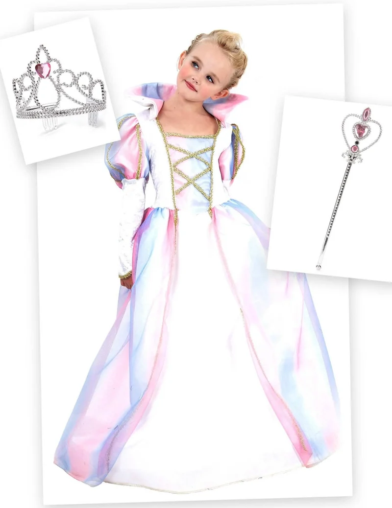 Traumhaftes Prinzessinnen-Kostüm-Set Märchen 3-teilig rosa-bunt