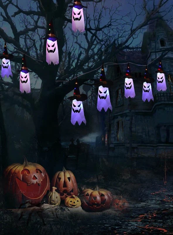 Halloween Girlande 280cm mit LED Kürbis oder Gespenst