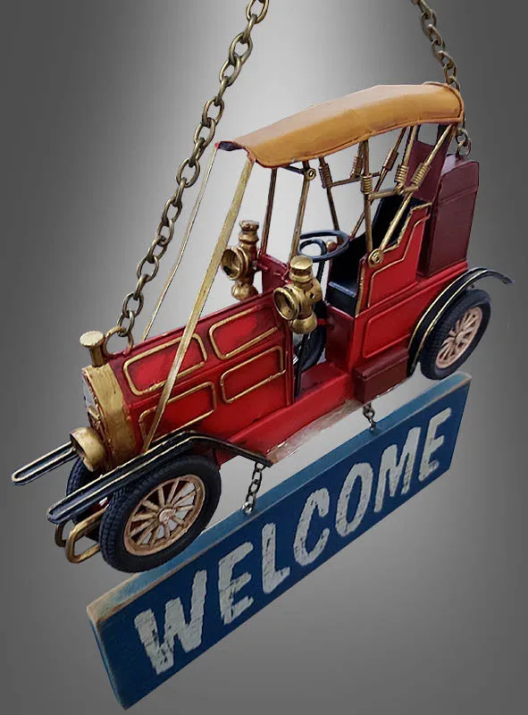 20er Jahre Türschild Oldtimer Willkommen 30cm