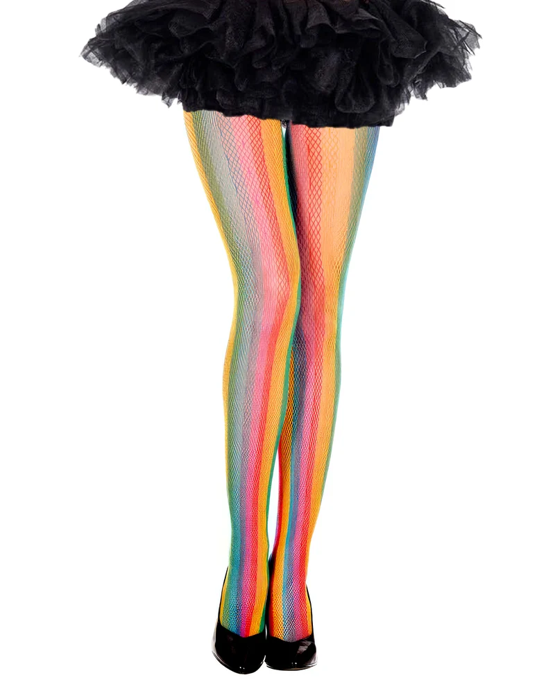 Regenbogen Netzstrumpfhose
