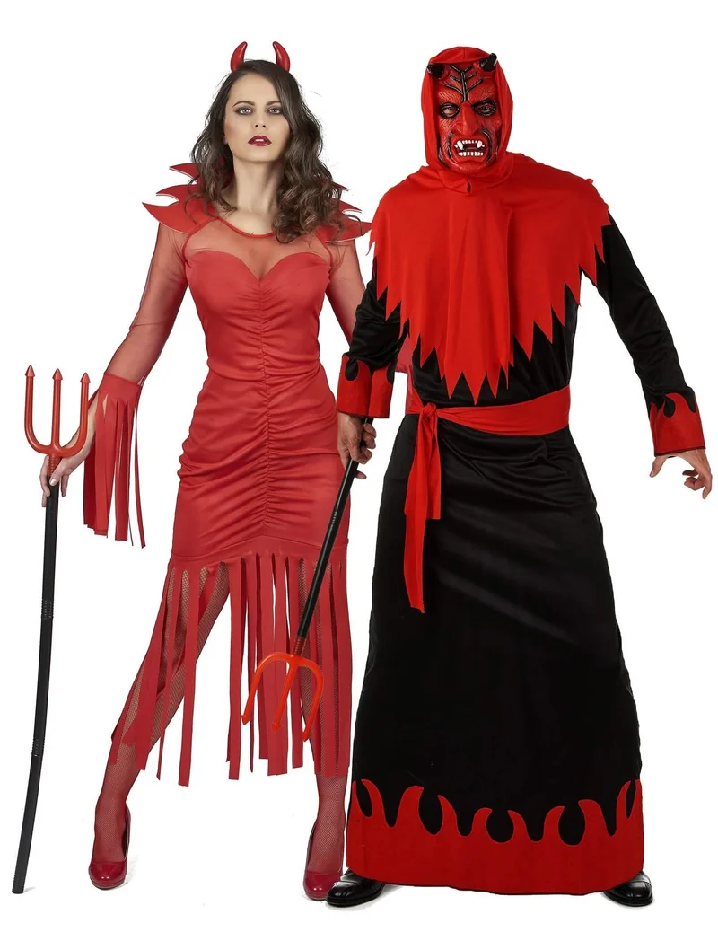 Teufel und Dämonen Paarkostüm Halloween schwarz-rot