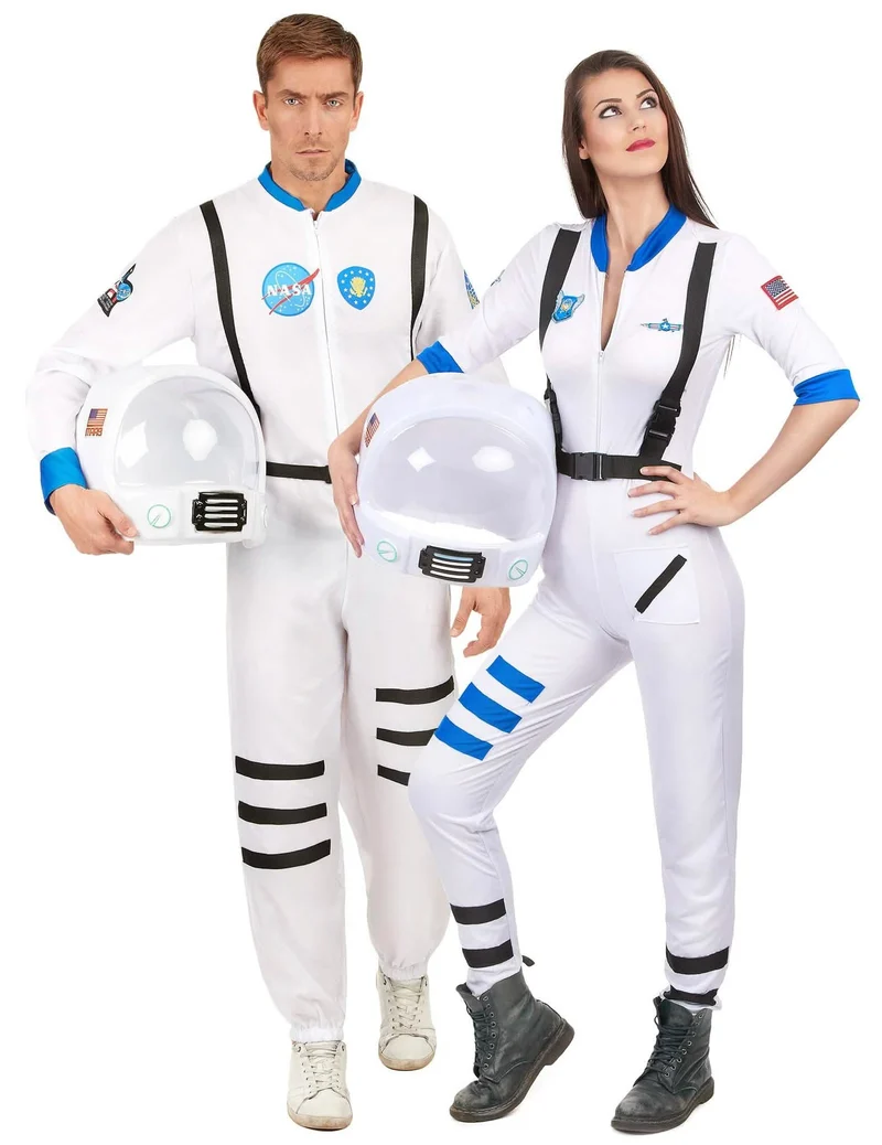 Astronauten Paarkostüm für Erwachsene Weltall weiss-blau