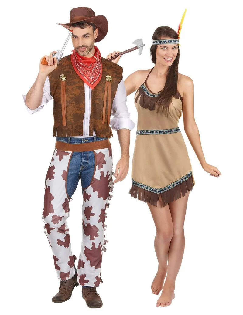 Cowboy und Indianer Paarkostüm für Erwachsene