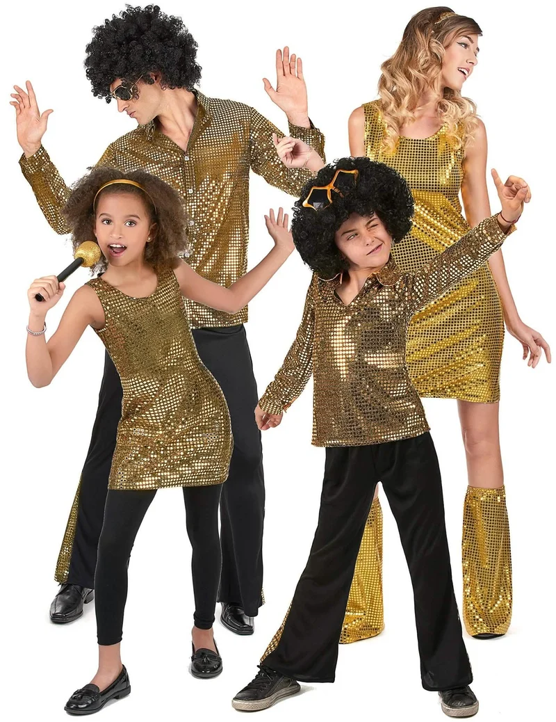 Disco Kostüm für die Familie gold