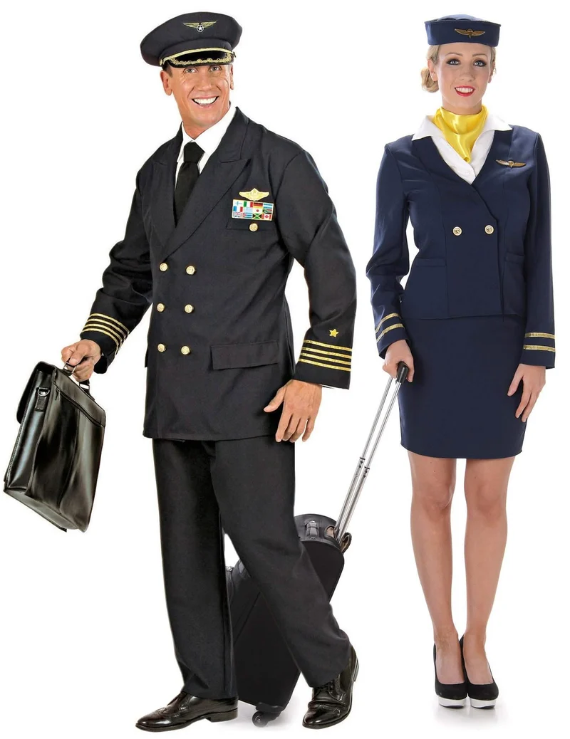 Paarkostüm Pilot und Stewardess für Erwachsene