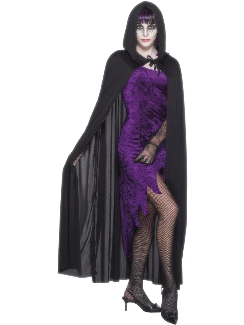 Halloween Cape Schwarz mit Kapuze