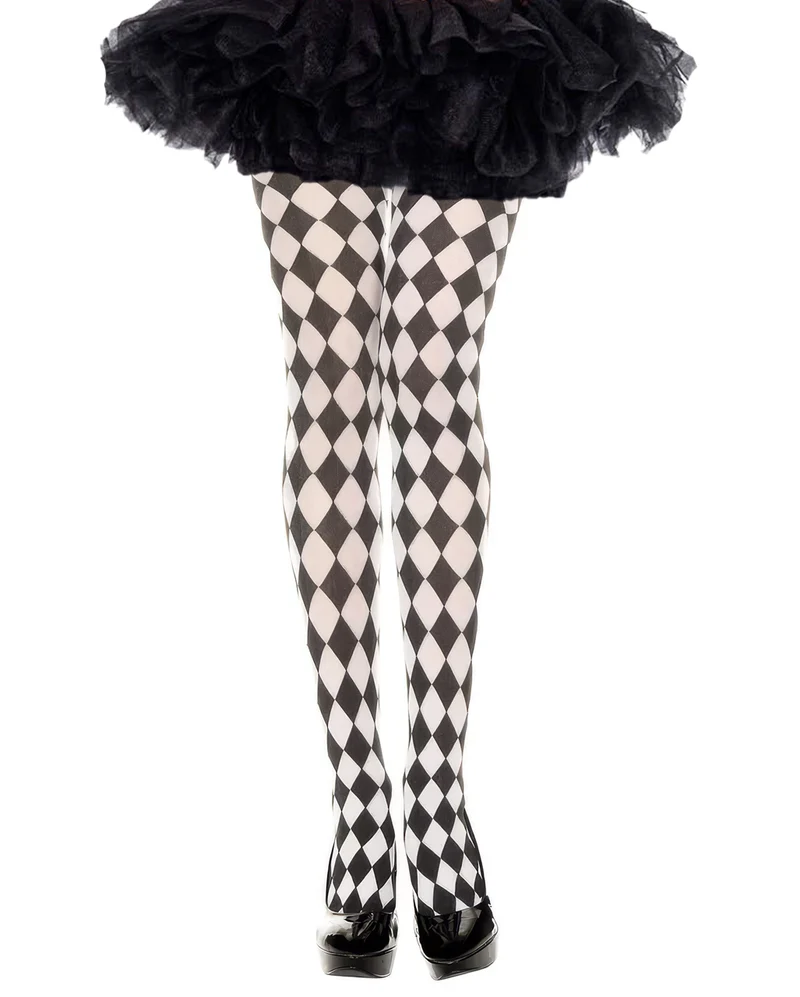 Harlekin Strumpfhose Schwarz-Weiß