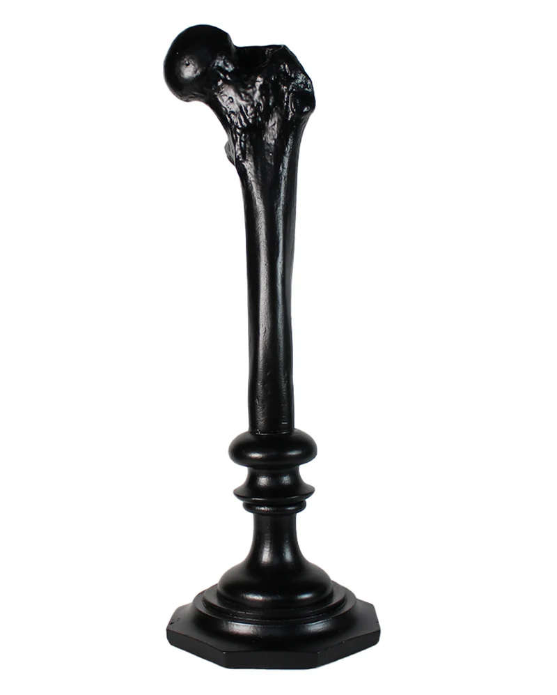 Schwarzer Oberschenkelknochen Kerzenleuchter 34cm