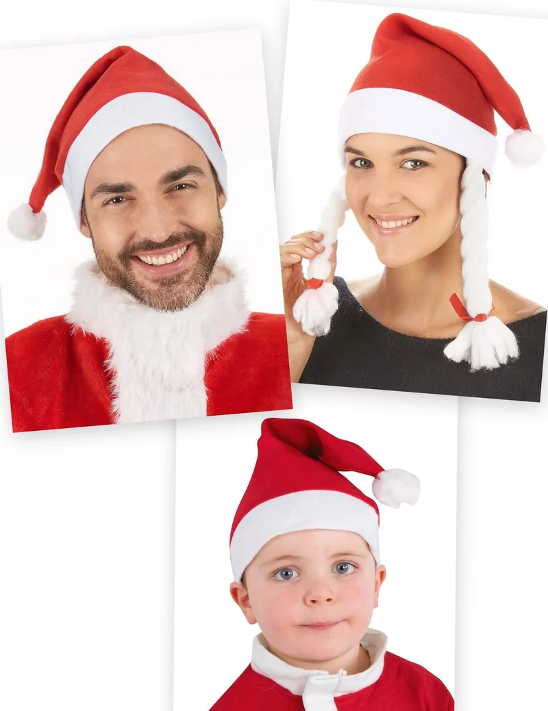 Weihnachtsmützen-Set für die Familie rot-weiß
