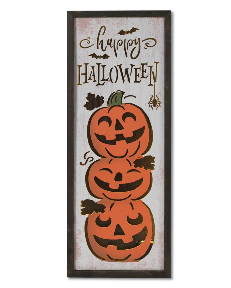 Happy Halloween Holz Schild leuchtend 80cm