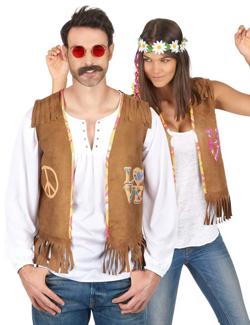 Paarkostüm Hippiewesten braun