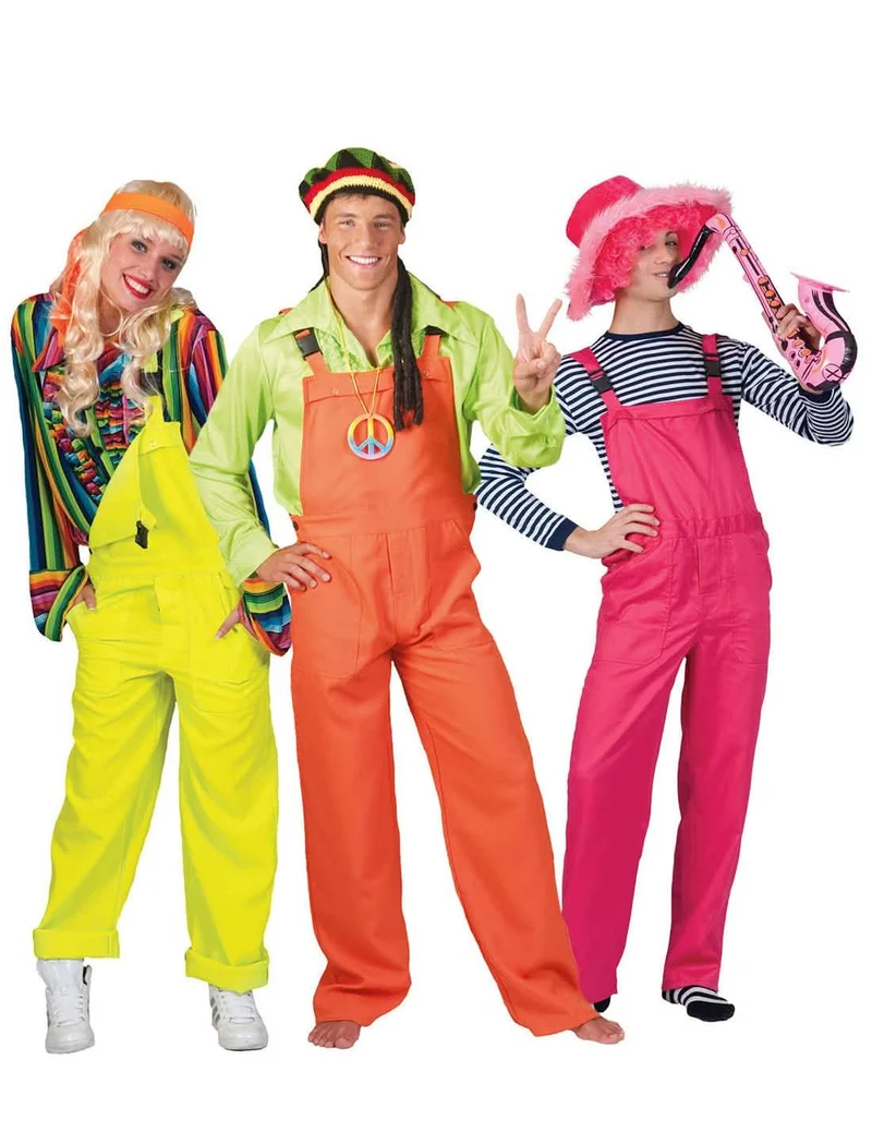 Gruppenkostüm Latzhosen neonfarben