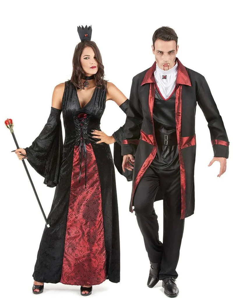 Schwarz-rot Vampir Paarkostüm