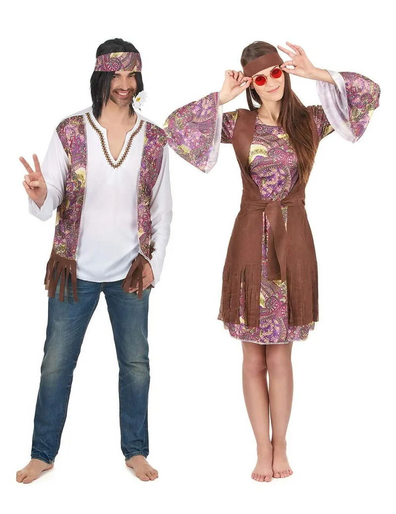 Hippie-Paarkostüm bunt