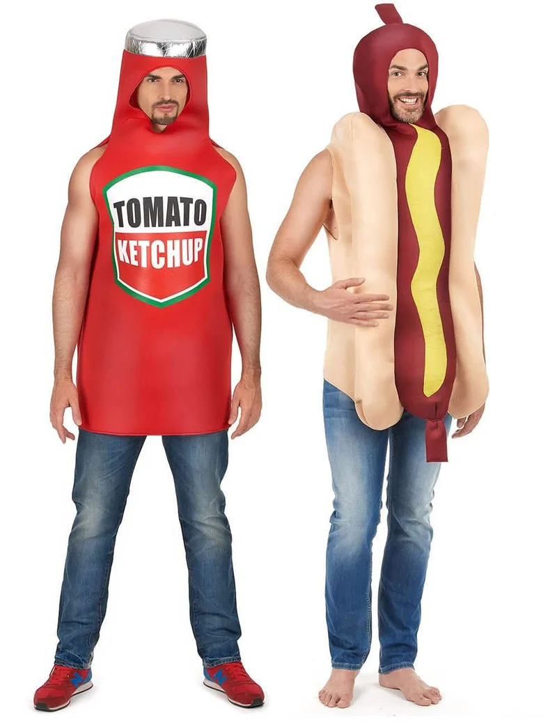 Hot-Dog und Ketchup Paarkostüm für Erwachsene