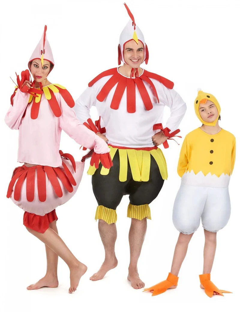 Familienkostüm Hahn Henne und Küken