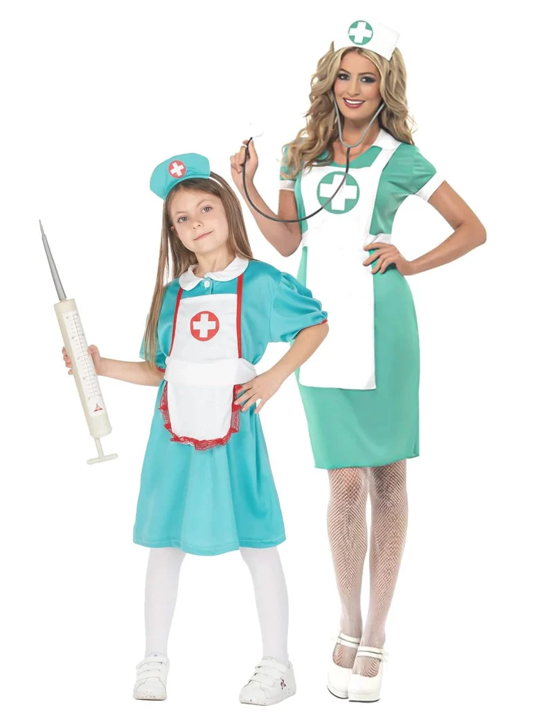 Krankenschwester-Paarkostüm Mutter-Kind