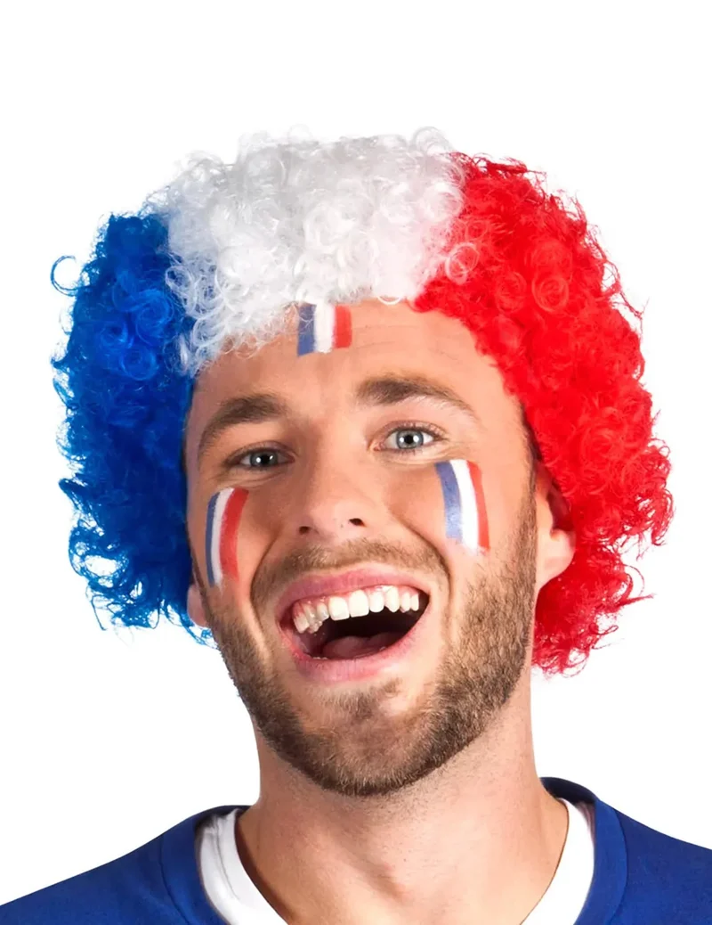 Frankreich Fan-Set: Perücke, Umhang und Mini-Trompete