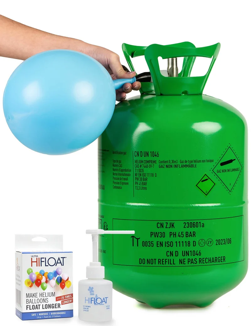 Set mit großer Heliumflasche für bis zu 50 Ballons mit Hi-Float