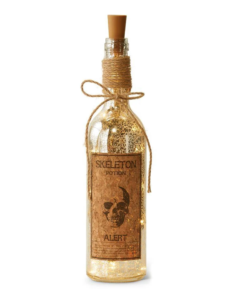 Skelett Trank Silberglas Flasche mit LED