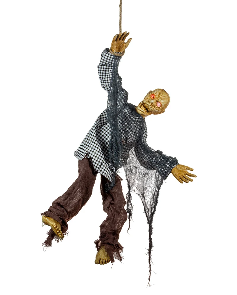 Zappelnder Zombie am Seil mit Licht & Ton