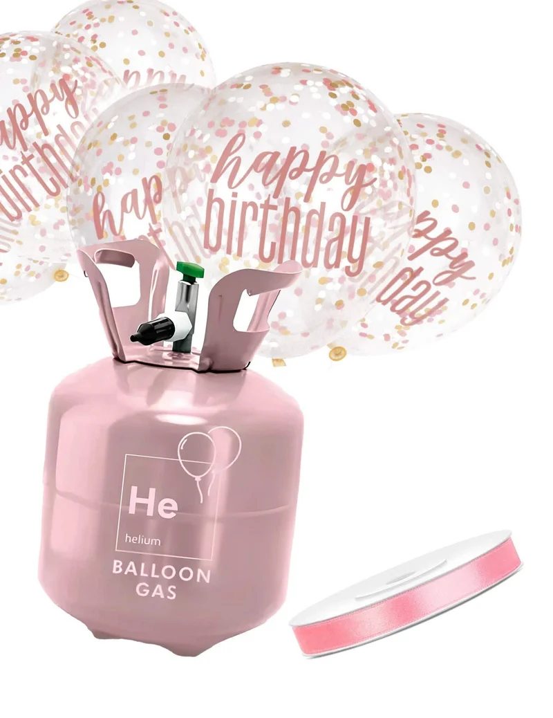 Heliumflaschen-Set mit 6 Konfettiballons