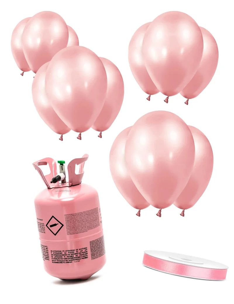 Heliumflaschen-Set mit 12 Ballons roségold