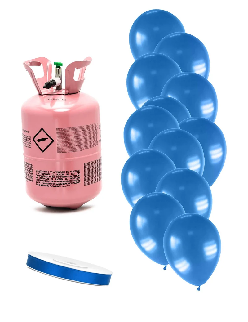 Heliumflaschen-Set mit 12 Metallic-Ballons dunkelblau