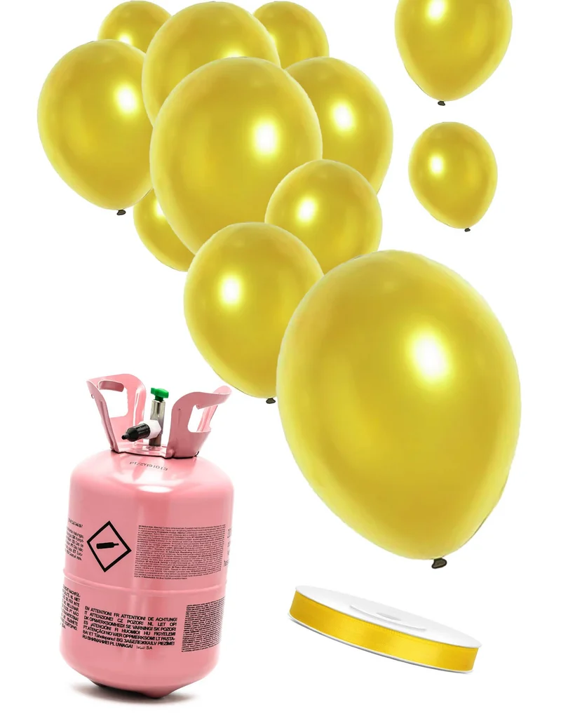 Heliumflaschen-Set mit 12 Ballons gold