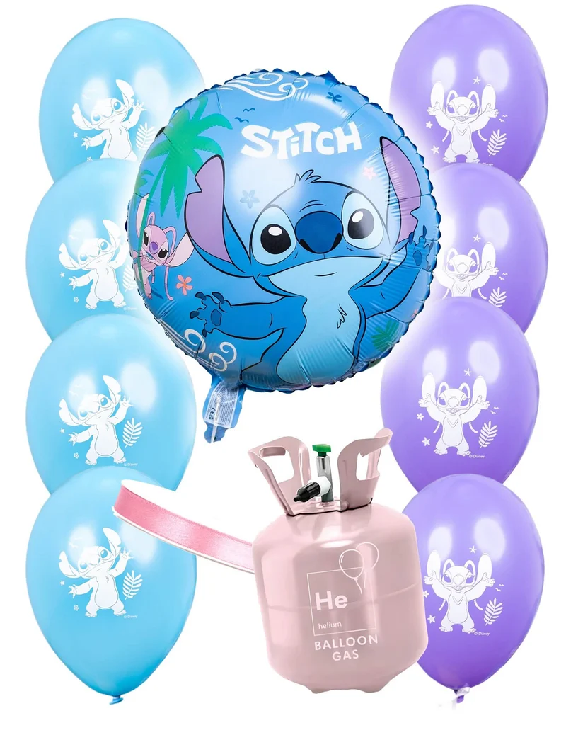 Heliumflaschen-Set mit 9 Stitch™-Ballons