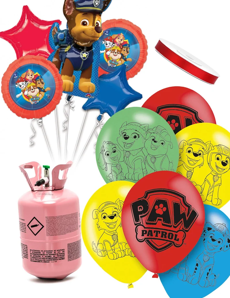 Helium Set Flasche und 11 Paw Patrol™ Ballons