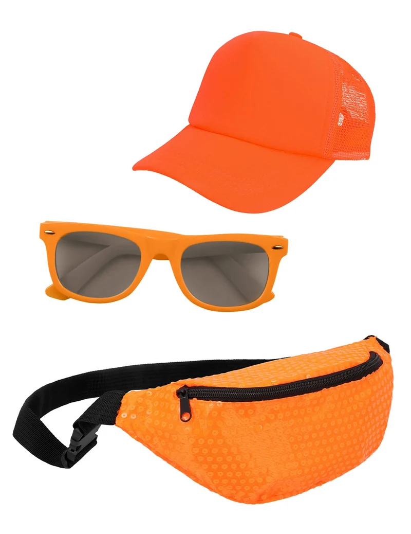 Neon Zubehörset für Erwachsene Tasche Hut Brille