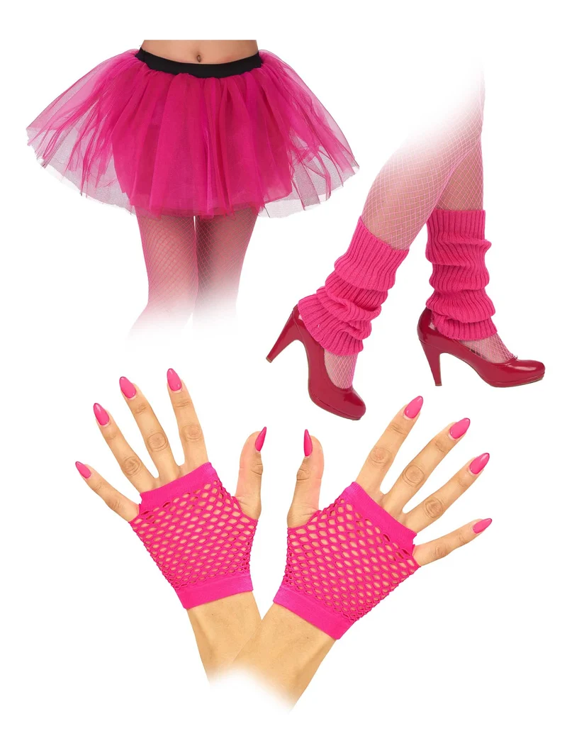 80er Jahre Set erwachsene neon rosa