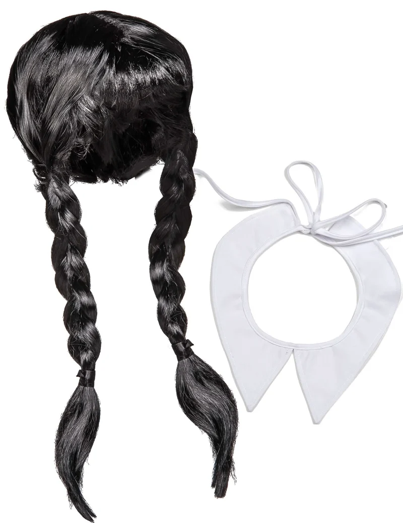 Accessoires-Set Schulmädchen Gothic Frau Perücke Kragen für Erwachsene