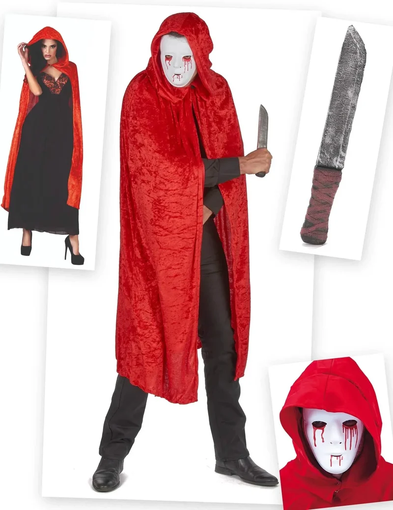 Serienmörder Halloweenkostüm für Erwachsene 3-teilig rot