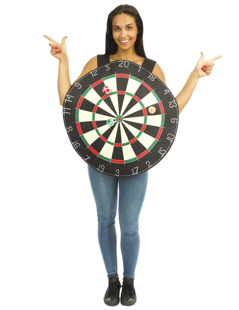 Dartscheibe Kostüm für Erwachsene mit 3 Klettbällen