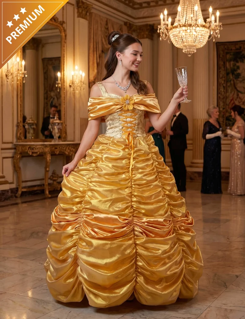 Premium Prinzessin Kostüm gelb für Damen