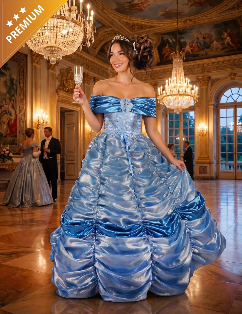 Premium Blaues Prinzessinnenkostüm für Damen