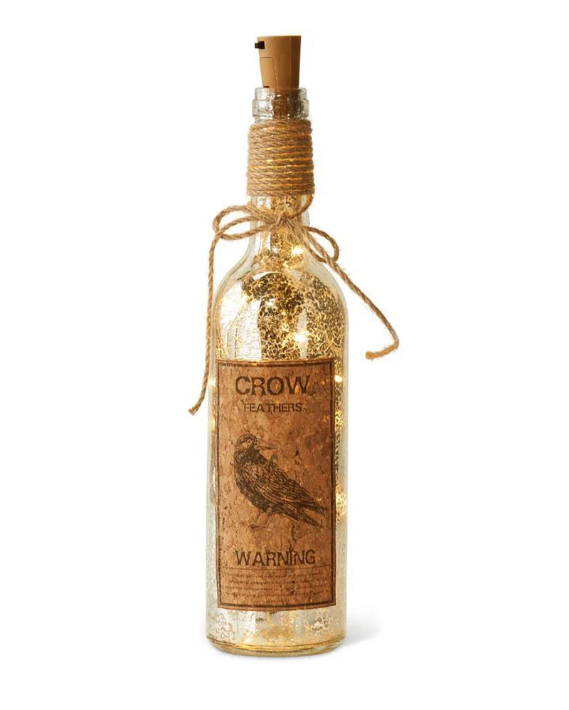 Crow Feathers Silberglas Flasche mit LED
