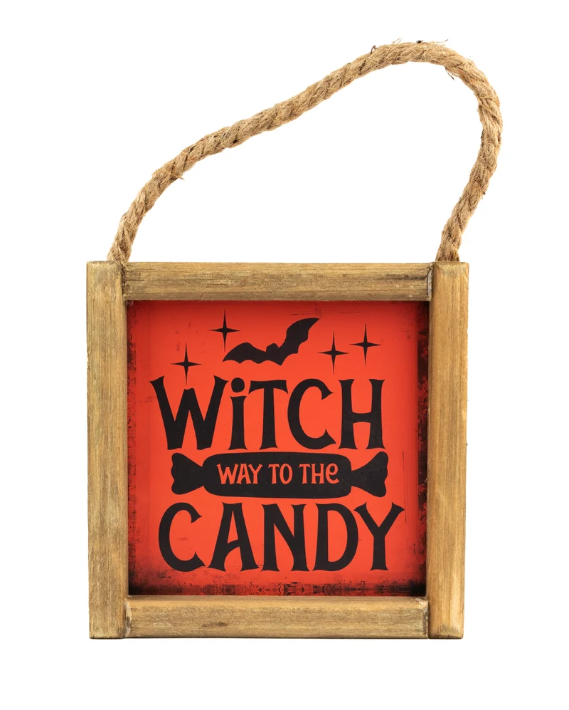 "Witch Way to the Candy" Halloween Wandbild 15cm